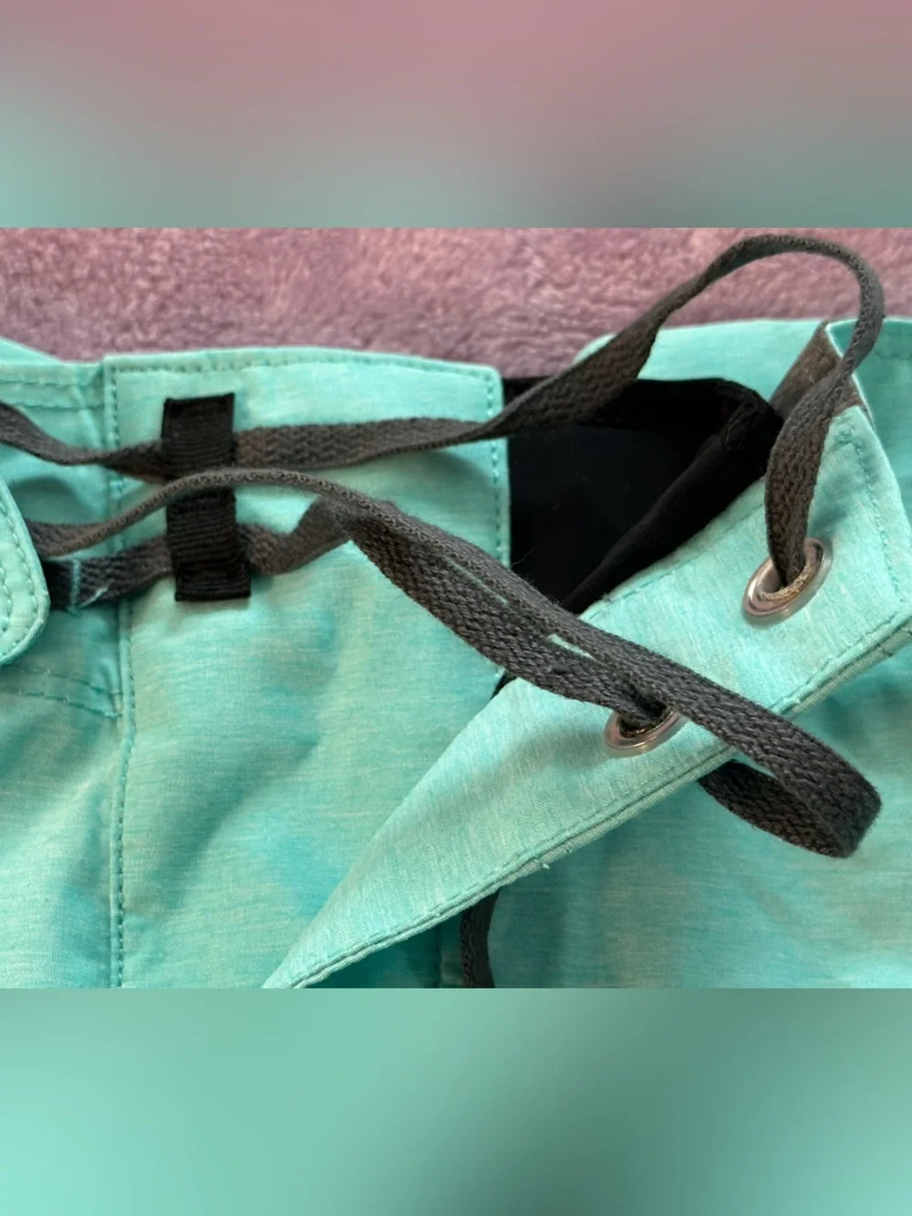 Hurley Men's Aqua Green Board Shorts with Black Logo